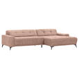 ECKSOFA Altrosa Cord  - Schwarz/Altrosa, KONVENTIONELL, Textil/Metall (295/165cm) - Carryhome