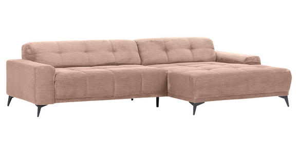 ECKSOFA in Cord Altrosa  - Schwarz/Altrosa, KONVENTIONELL, Textil/Metall (295/165cm) - Carryhome