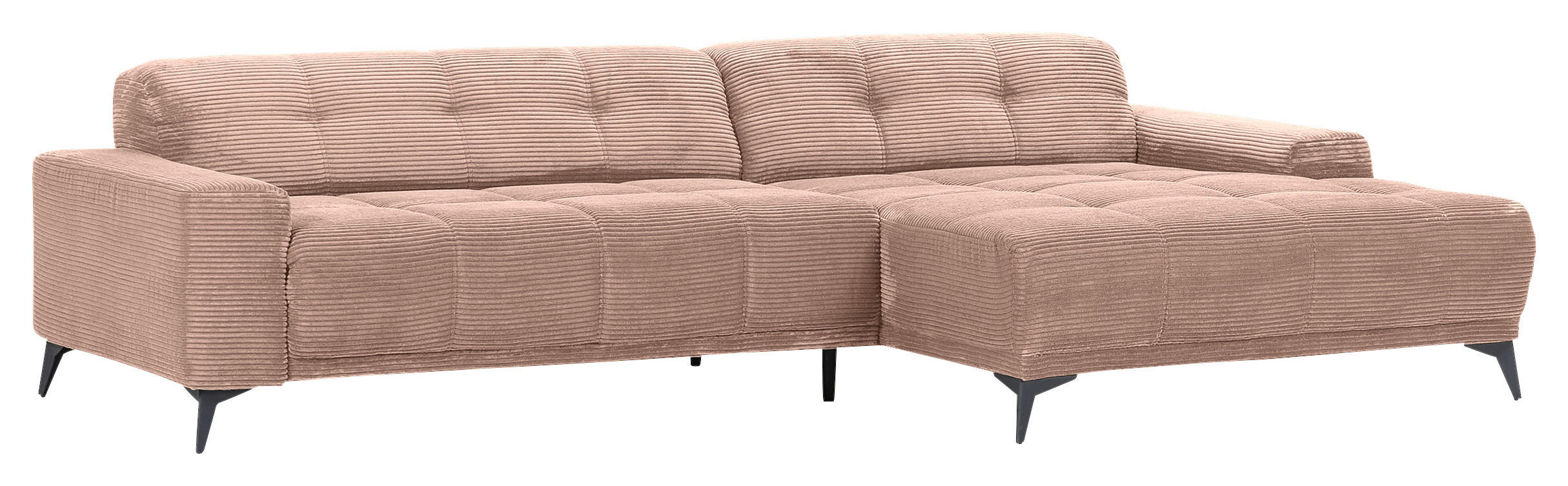 ECKSOFA in Cord Altrosa  - Schwarz/Altrosa, Konventionell, Textil/Metall (295/165cm) - Carryhome
