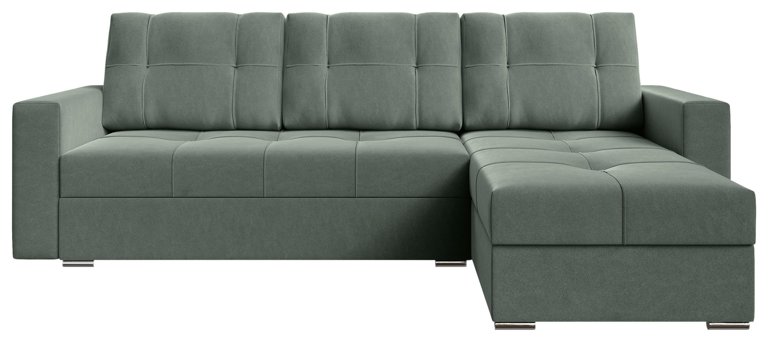 ECKSOFA Dunkelgrün Samt  - Chromfarben/Dunkelgrün, KONVENTIONELL, Kunststoff/Textil (233/140cm) - Carryhome