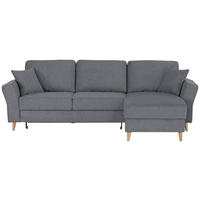 ECKSOFA in Flachgewebe Dunkelgrau  - Eichefarben/Dunkelgrau, Konventionell, Holz/Textil (265/159cm) - Carryhome