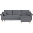 ECKSOFA in Flachgewebe Dunkelgrau  - Eichefarben/Dunkelgrau, KONVENTIONELL, Holz/Textil (265/159cm) - Carryhome