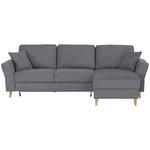 ECKSOFA in Flachgewebe Dunkelgrau  - Eichefarben/Dunkelgrau, KONVENTIONELL, Holz/Textil (265/159cm) - Carryhome