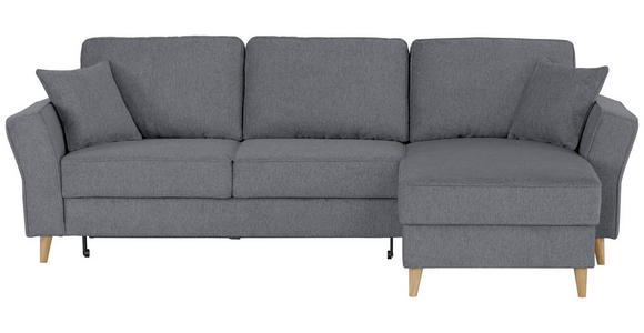 ECKSOFA in Flachgewebe Dunkelgrau  - Eichefarben/Dunkelgrau, KONVENTIONELL, Holz/Textil (265/159cm) - Carryhome