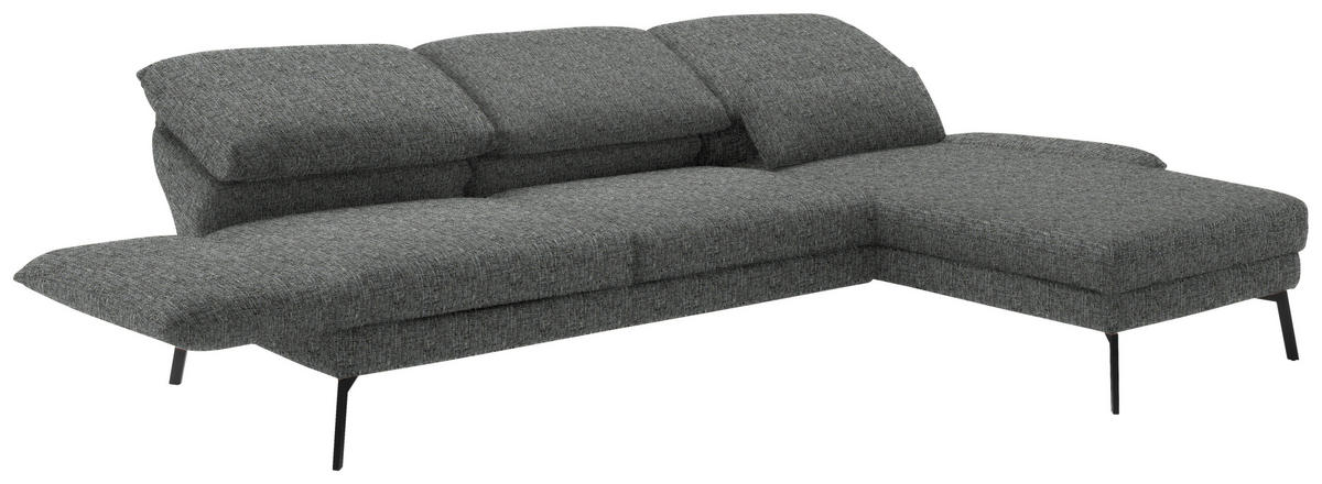 ECKSOFA in Flachgewebe Grau  277/175 cm  - Schwarz/Grau, Design, Textil/Metall (277/175cm) - Schöner Wohnen