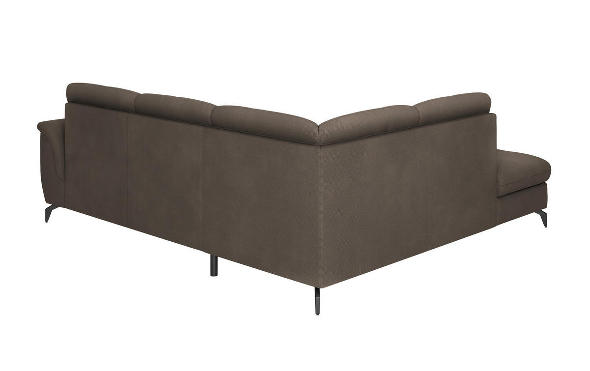 ECKSOFA ZORA E Dunkelbraun Flachgewebe  - Dunkelbraun/Schwarz, MODERN, Textil/Metall (212/244cm) - Sit & More