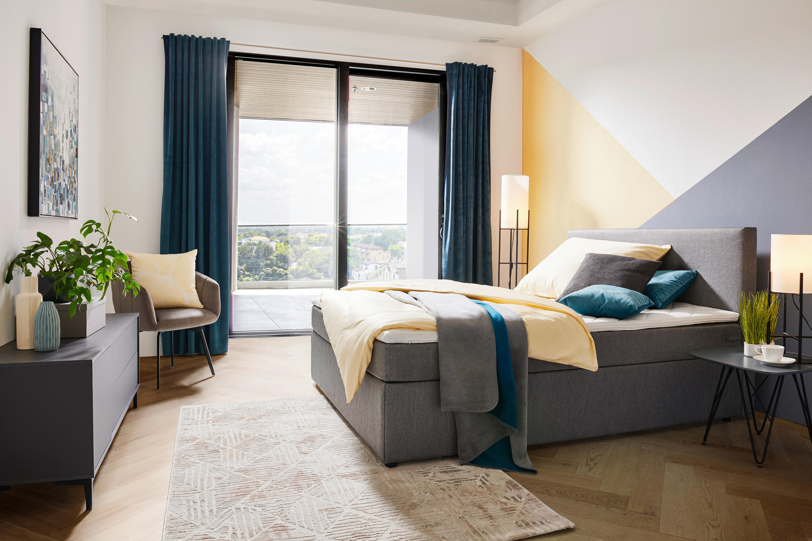 Pat Tip Boxspring, 120/200 cm, gri - negru/gri, Konventionell, plastic/lemn (120/200cm) - P & B