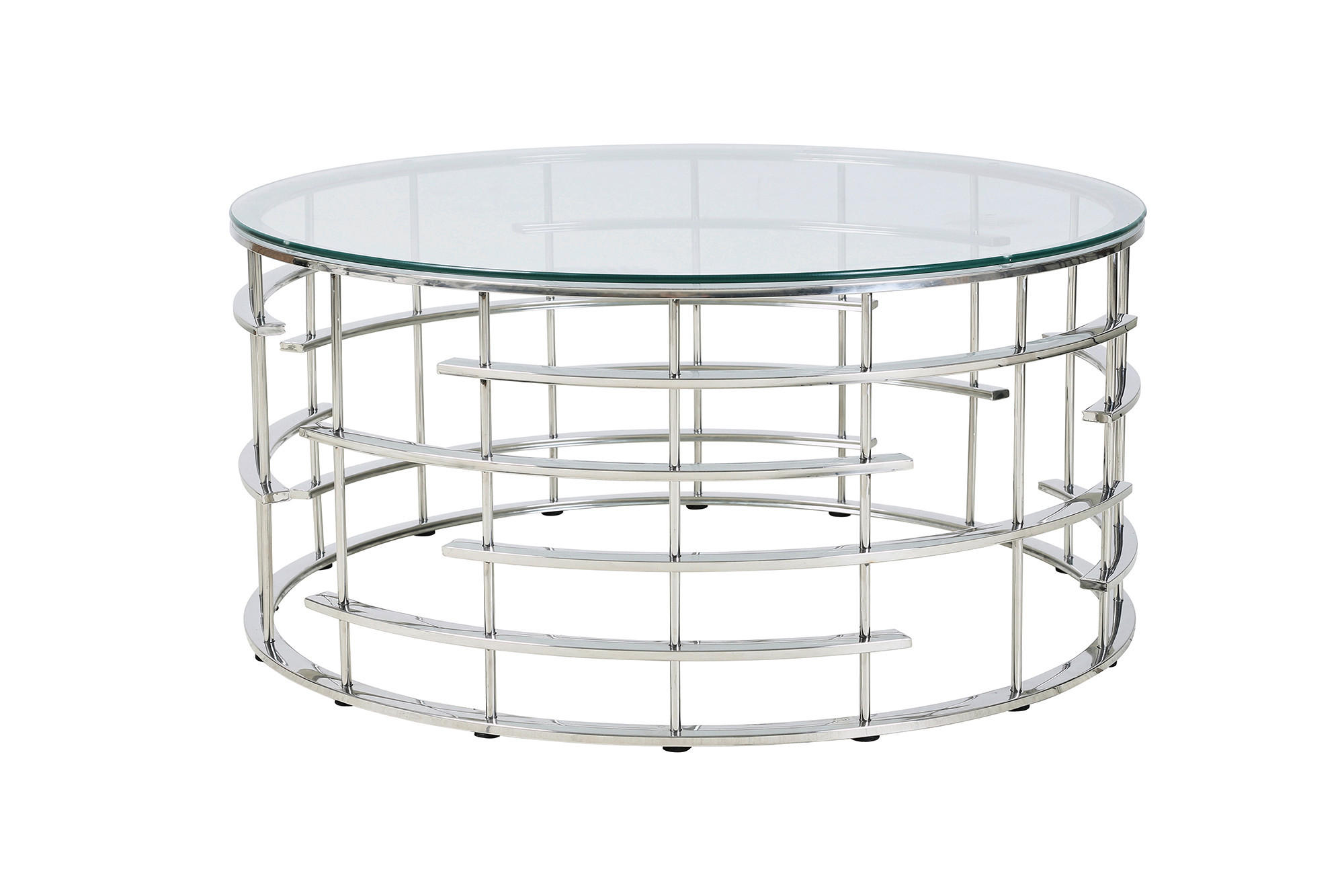 COUCHTISCH Sicherheitsglas 90/90/42 cm rund Silberfarben  - Silberfarben, Design, Glas/Metall (90/90/42cm) - Livetastic