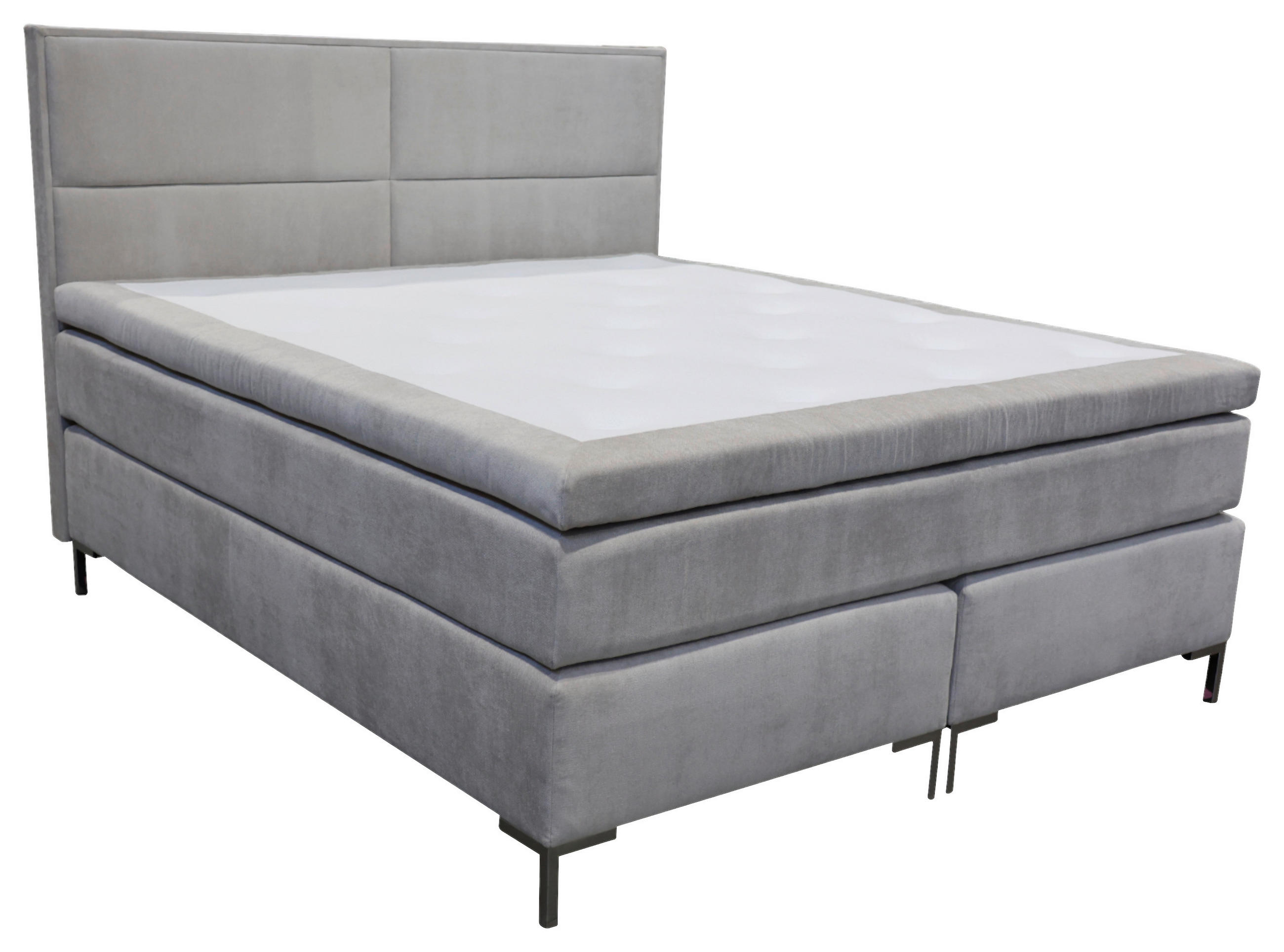 KONTINENTALSÄNG 180/200 cm  i beige  - beige/kromfärg, Klassisk, metall/trä (180/200cm) - Cassando