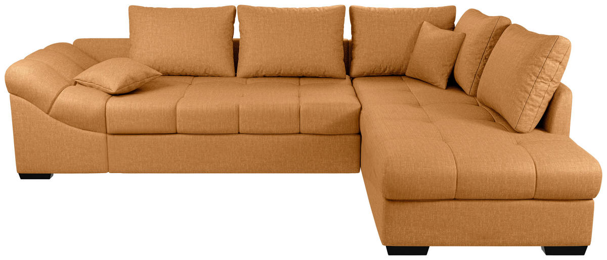 ECKSCHLAFSOFA in Goldfarben Textil   - Goldfarben/Schwarz, Modern, Holz/Textil (298/202cm) - MID.YOU