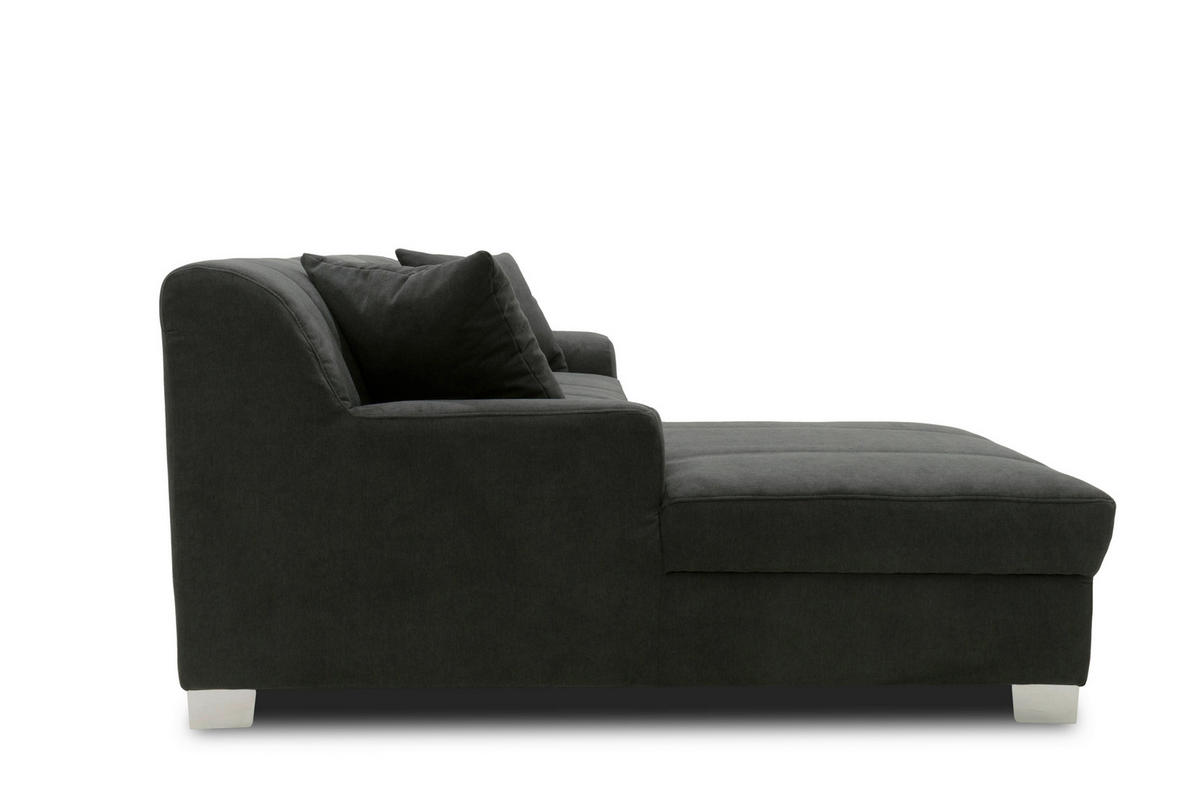 ECKSOFA CAPRI Schwarz Mikrofaser  - Chromfarben/Schwarz, KONVENTIONELL, Textil/Metall (152/239cm) - MID.YOU