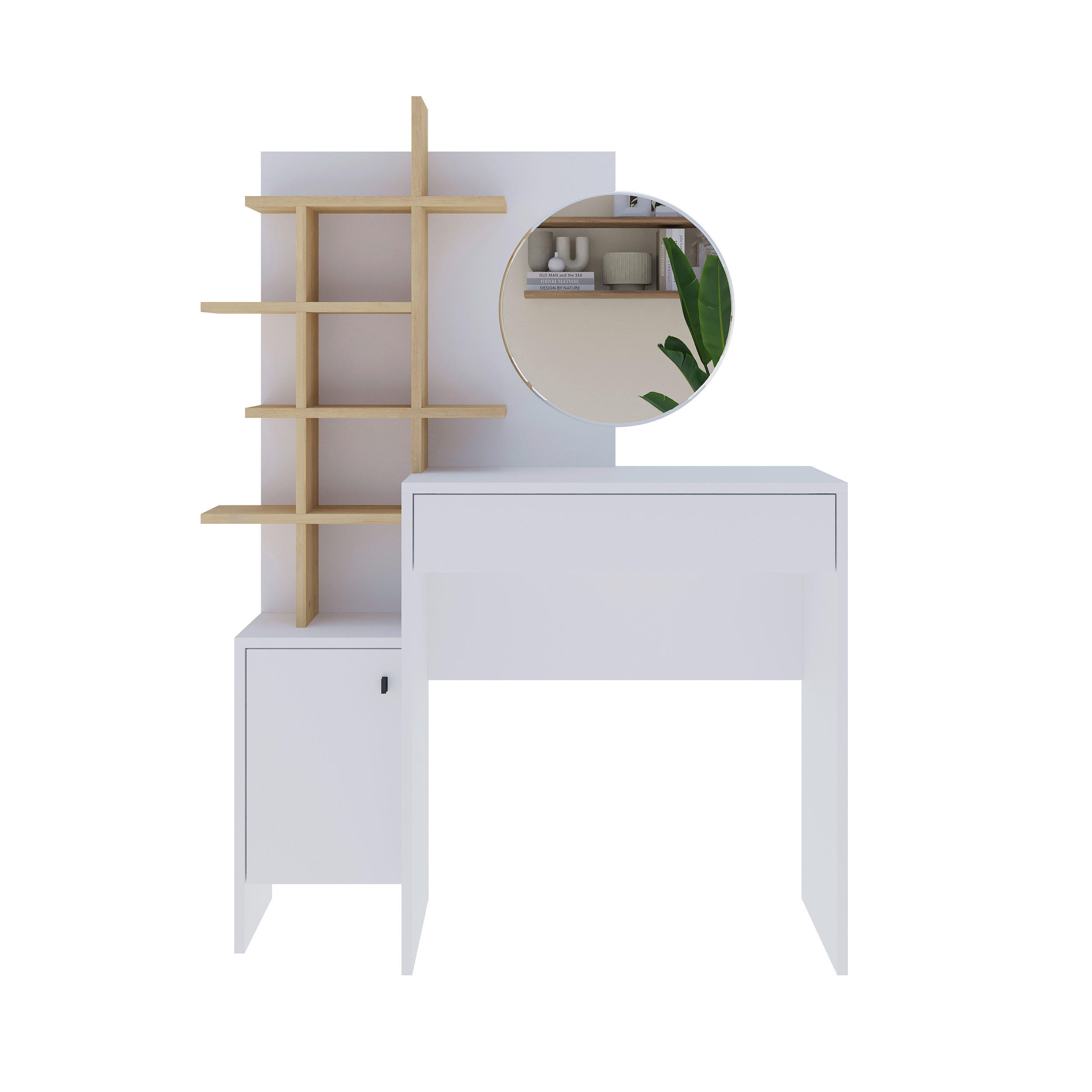 Livetastic Schminktisch Weiß, Eiche 35x151x105 cm
