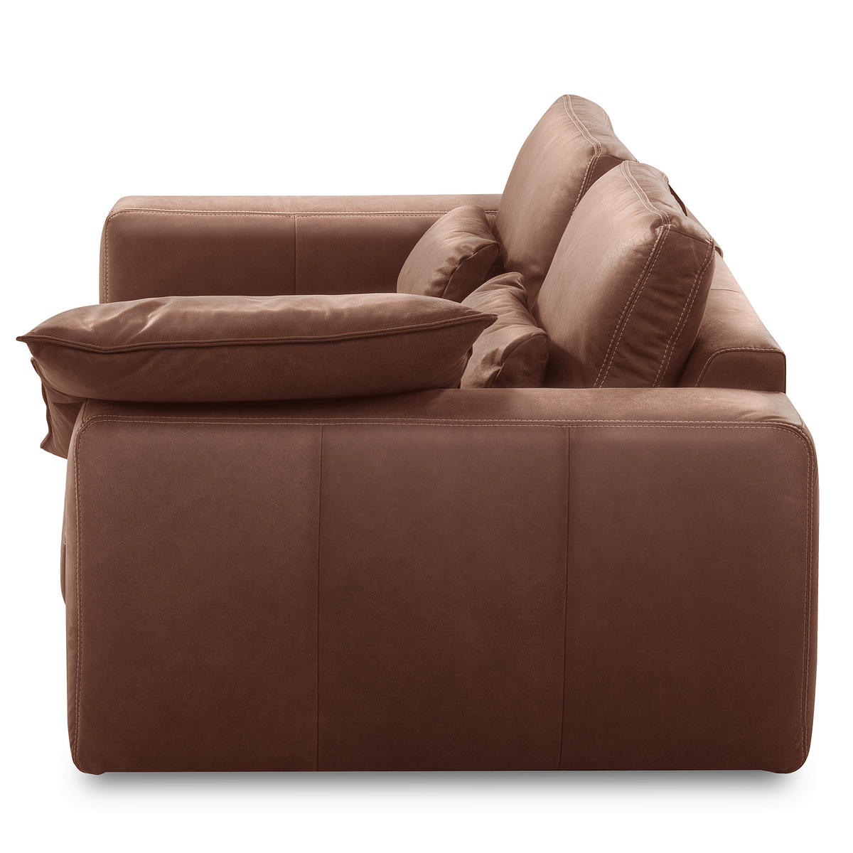 2-SITZER-SOFA  in Echtleder Braun   - Beige/Schwarz, Design, Leder/Kunststoff (240/85/123cm) - Livetastic