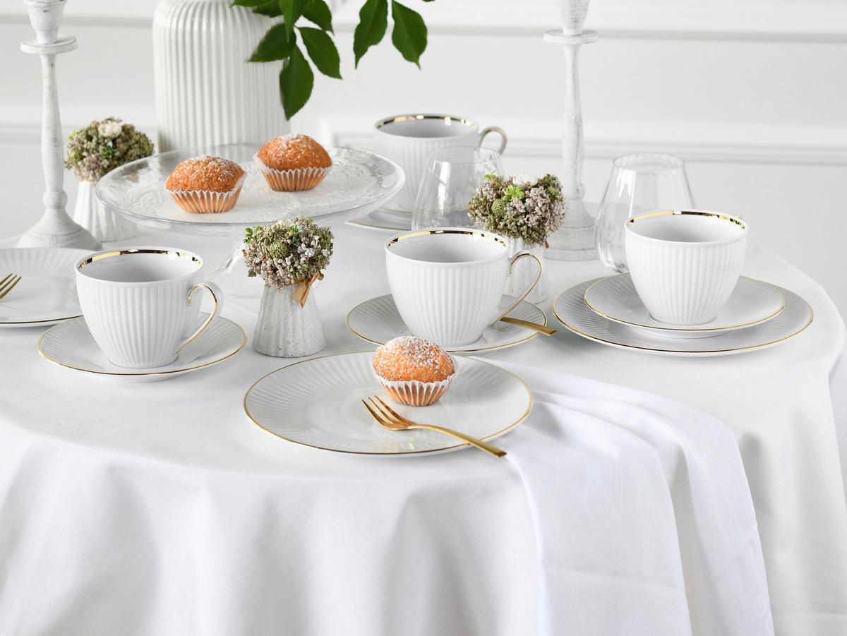KOMPLETT SERVIS Valencia 30 delar  - vit/guldfärgad, Design, keramik - Creatable