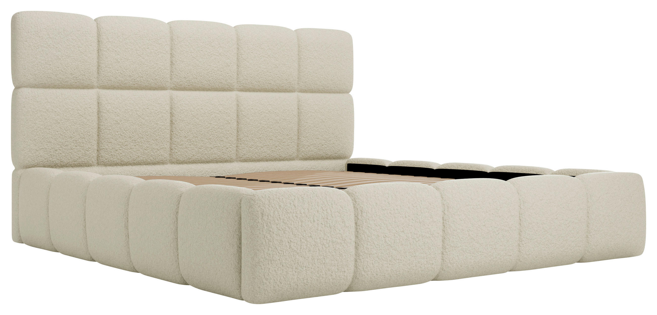 POLSTERBETT Cloudy Bettkasten, Lattenrost 160/200 cm  in Beige  - Beige/Schwarz, Design, Holz/Textil (160/200cm) - Boxxx
