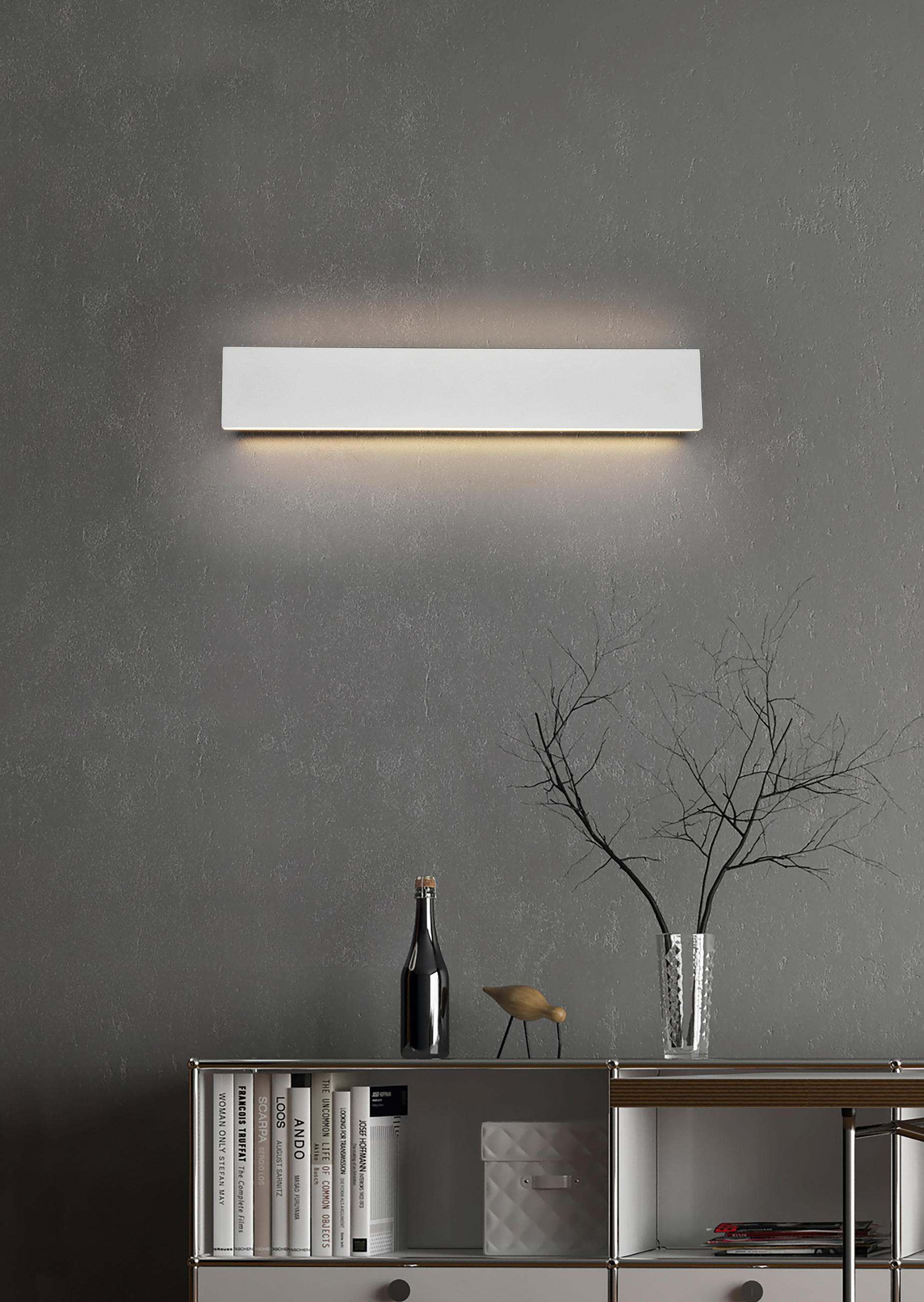 NÁSTĚNNÉ LED SVÍTIDLO, 47/8/4,5 cm - bílá, Basics, kov/plast (47/8/4,5cm)