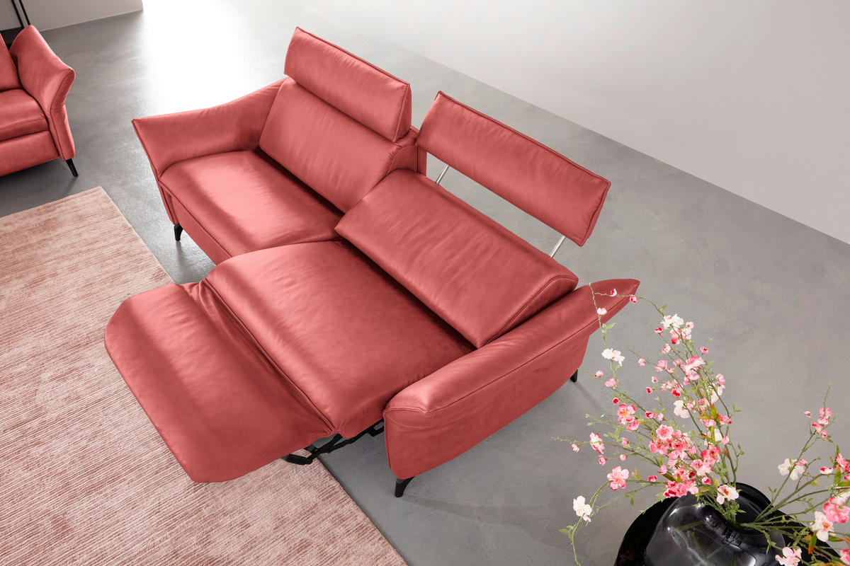 2,5-SITZER in Echtleder Rot  - Anthrazit/Rot, Design, Leder/Metall (194/94/95cm) - Himolla