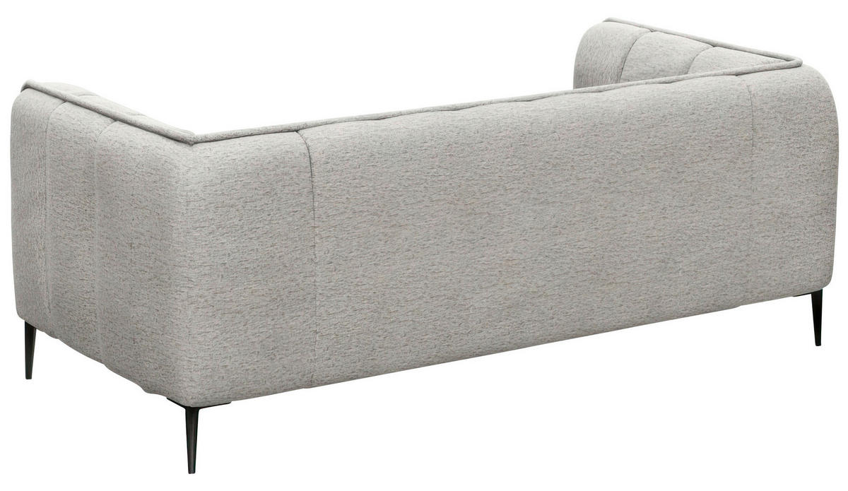 2,5-SITZER Chenille, Webstoff, Flachgewebe Hellgrau  - Hellgrau/Schwarz, Design, Holz/Textil (179/75/91cm) - Livetastic