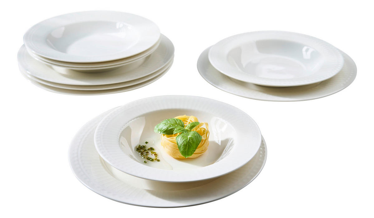 TAFELSERVICE Weiß Sofia 12-teilig  - Weiß, KONVENTIONELL, Keramik (30/24/31cm) - Ritzenhoff Breker