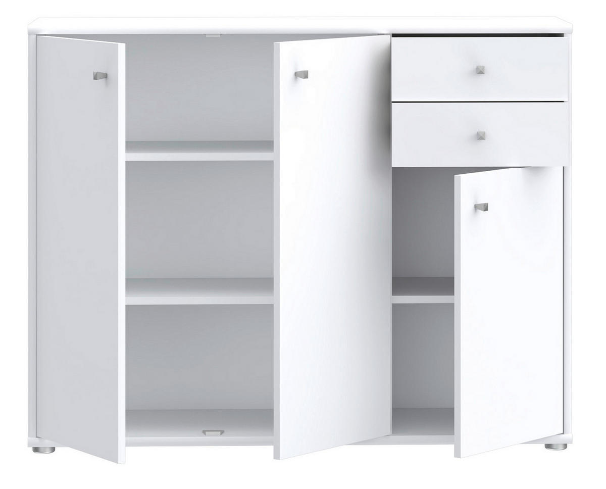KOMMODE 108,8/85,5/34,8 cm  in Weiss  - Weiss/Alufarben, Design, Holzwerkstoff (108,8/85,5/34,8cm)