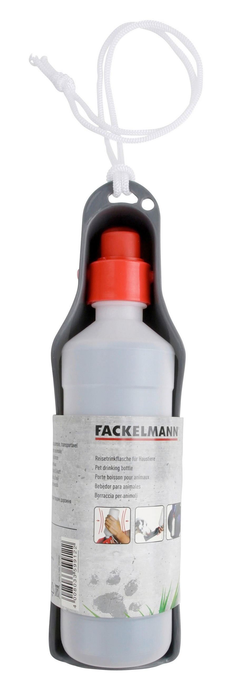 HUNDE-TRINKFLASCHE - Rot/Grau, KONVENTIONELL, Kunststoff (0,5cm) - Fackelmann