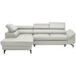 ECKSOFA in Echtleder Weiß  - Schwarz/Weiß, Design, Leder/Metall (220/270cm) - Novel