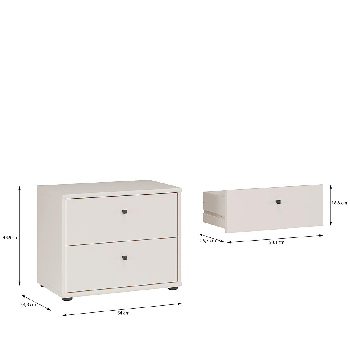 KOMMODE , 54/43,9/34,8 cm, 2 Schublade(n)  - Sandfarben/Schwarz, Design, Holzwerkstoff/Kunststoff (54/43,9/34,8cm)
