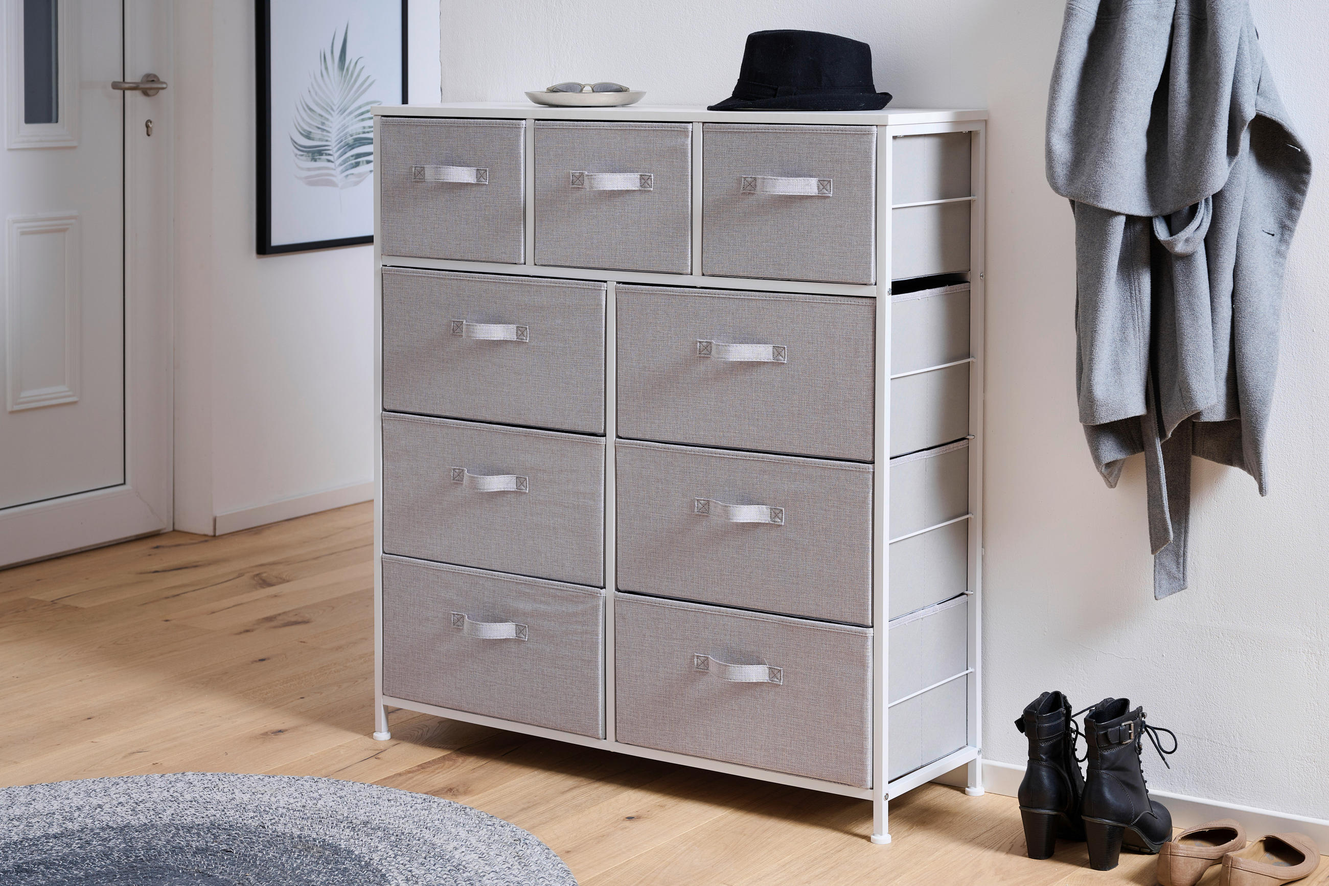 KOMMODE in 96/104/30 cm - Weiß/Grau, MODERN, Holzwerkstoff/Textil (96/104/30cm) - PBJ