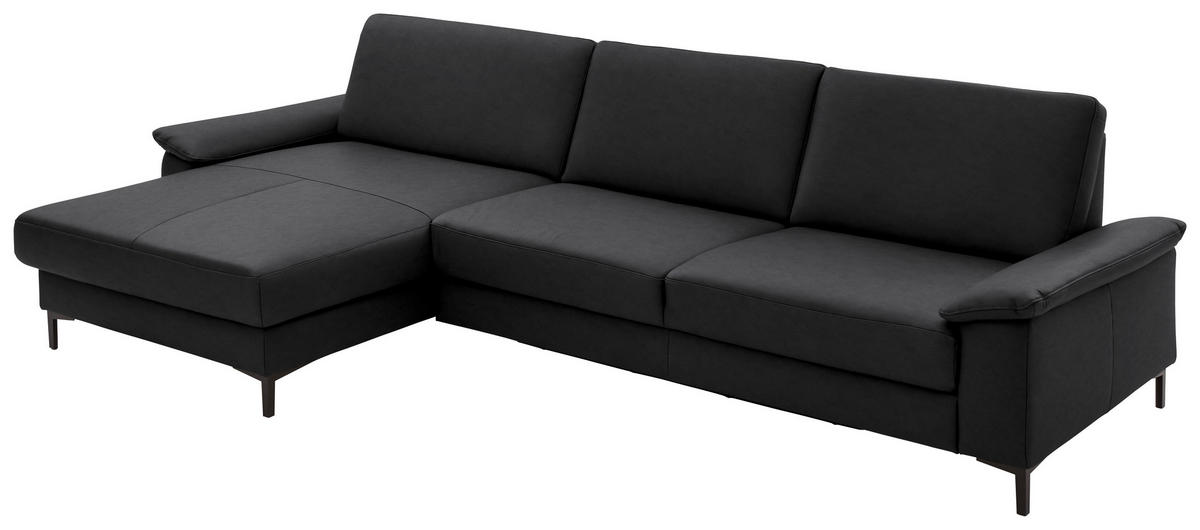 ECKSOFA in Echtleder Schwarz  - Schwarz, Design, Leder/Metall (176/334cm) - Dieter Knoll
