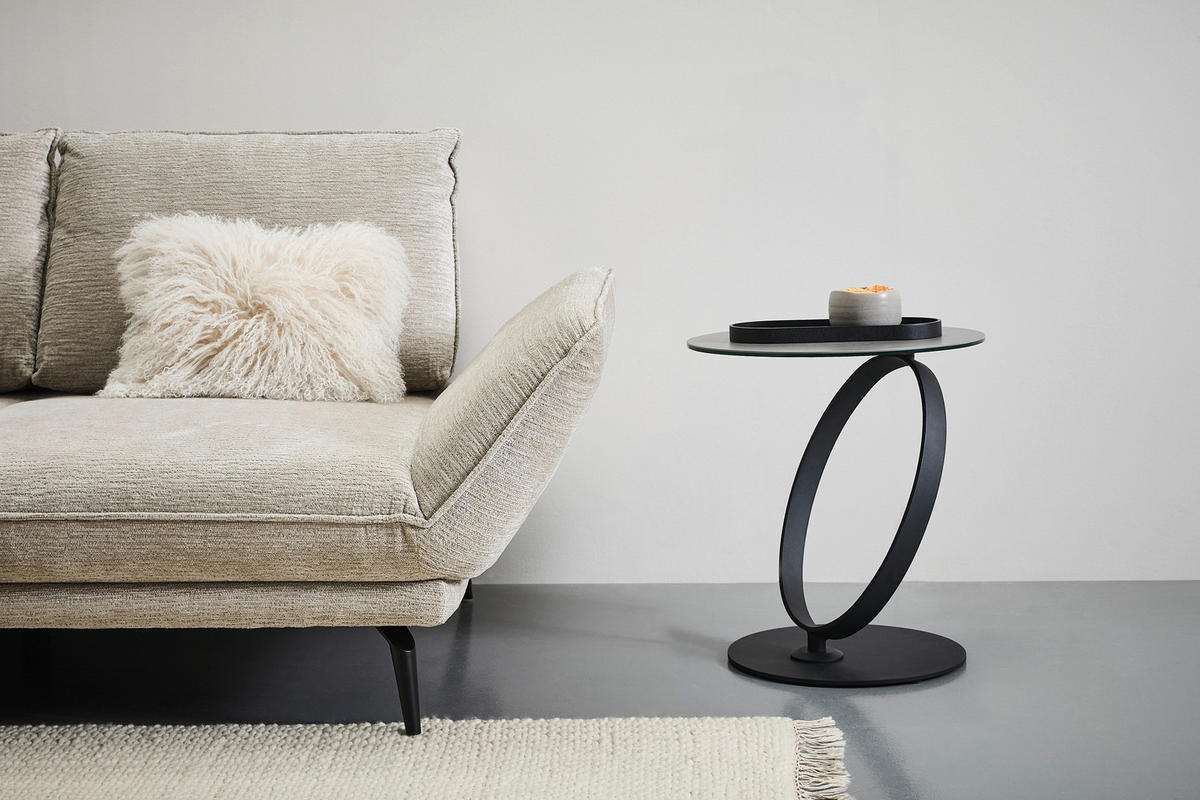 BEISTELLTISCH 50/50/54 cm Grau, Schwarz rund  - Schwarz/Grau, Design, Glas/Keramik (50/50/54cm) - Dieter Knoll