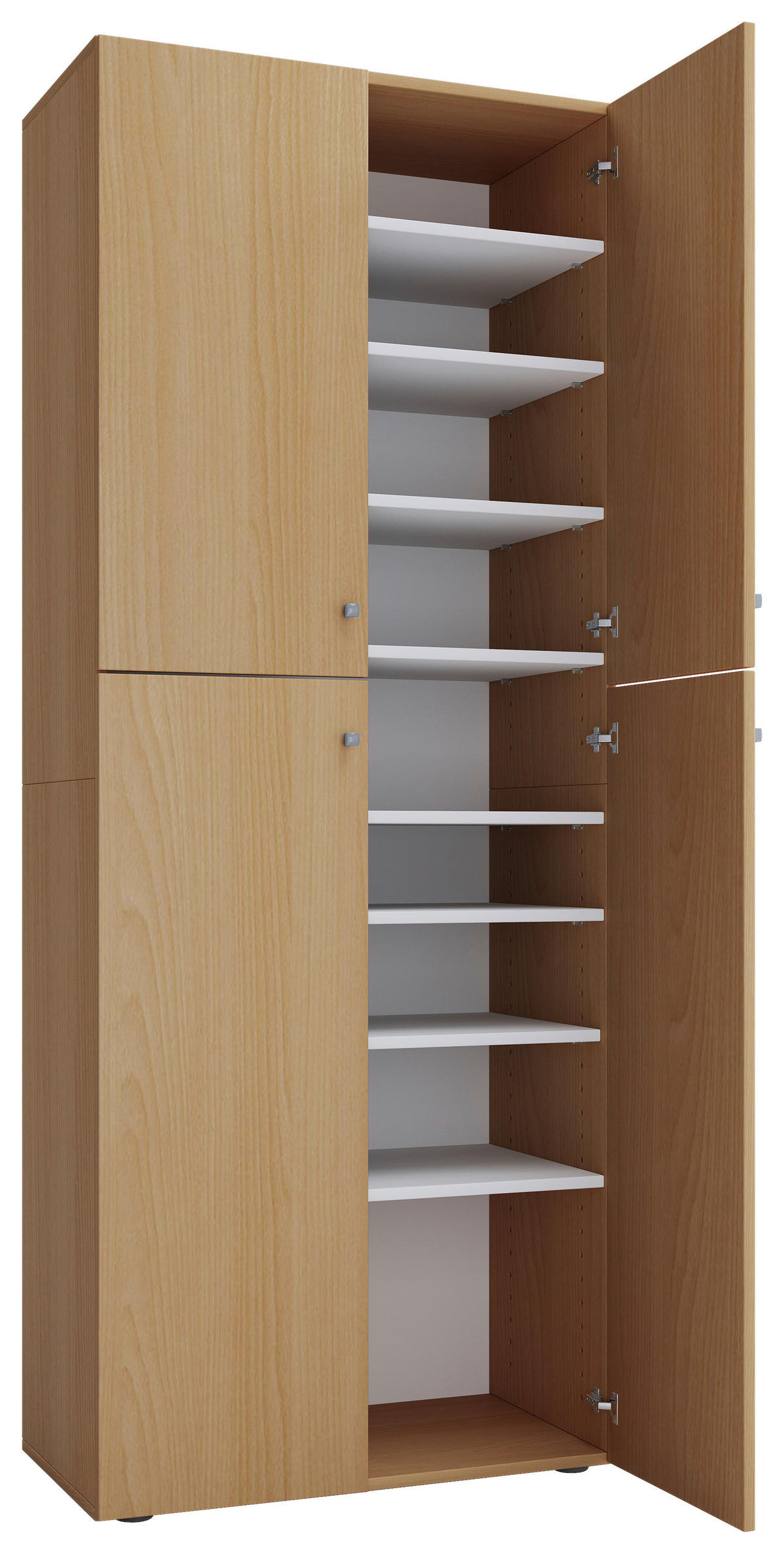 SCHUHSCHRANK Buchefarben  - Silberfarben/Buchefarben, KONVENTIONELL, Holzwerkstoff/Kunststoff (70/182/37cm) - MID.YOU