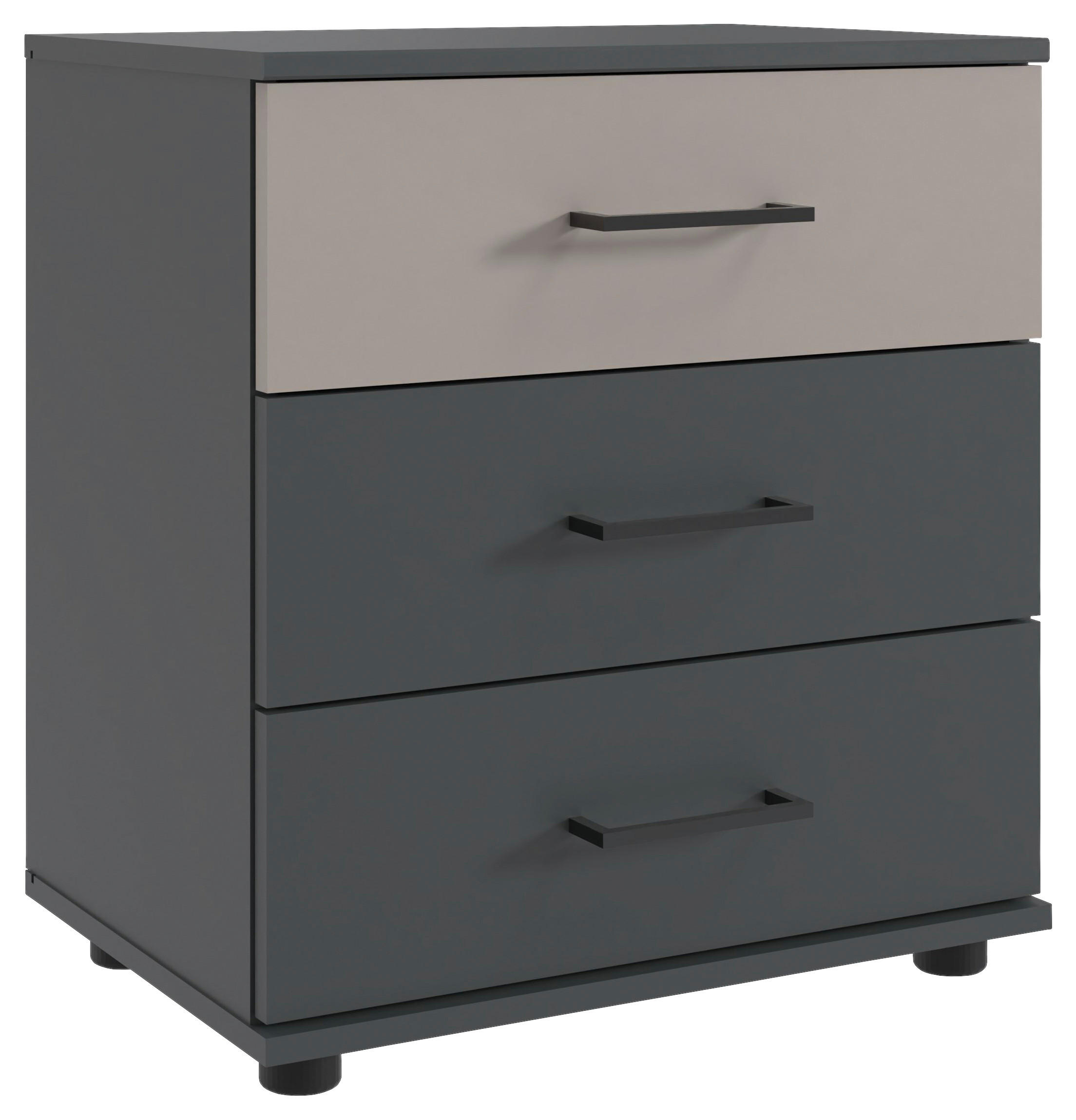 NACHTKÄSTCHEN 52/58/38 cm  in Graphitfarben, Sahara  - Schwarz/Graphitfarben, KONVENTIONELL, Holzwerkstoff/Kunststoff (52/58/38cm) - Carryhome