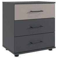 NACHTKÄSTCHEN 52/58/38 cm  in Graphitfarben, Sahara  - Schwarz/Graphitfarben, KONVENTIONELL, Holzwerkstoff/Kunststoff (52/58/38cm) - Carryhome