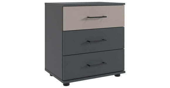 NACHTKÄSTCHEN 52/58/38 cm  in Graphitfarben, Sahara  - Schwarz/Graphitfarben, KONVENTIONELL, Holzwerkstoff/Kunststoff (52/58/38cm) - Carryhome