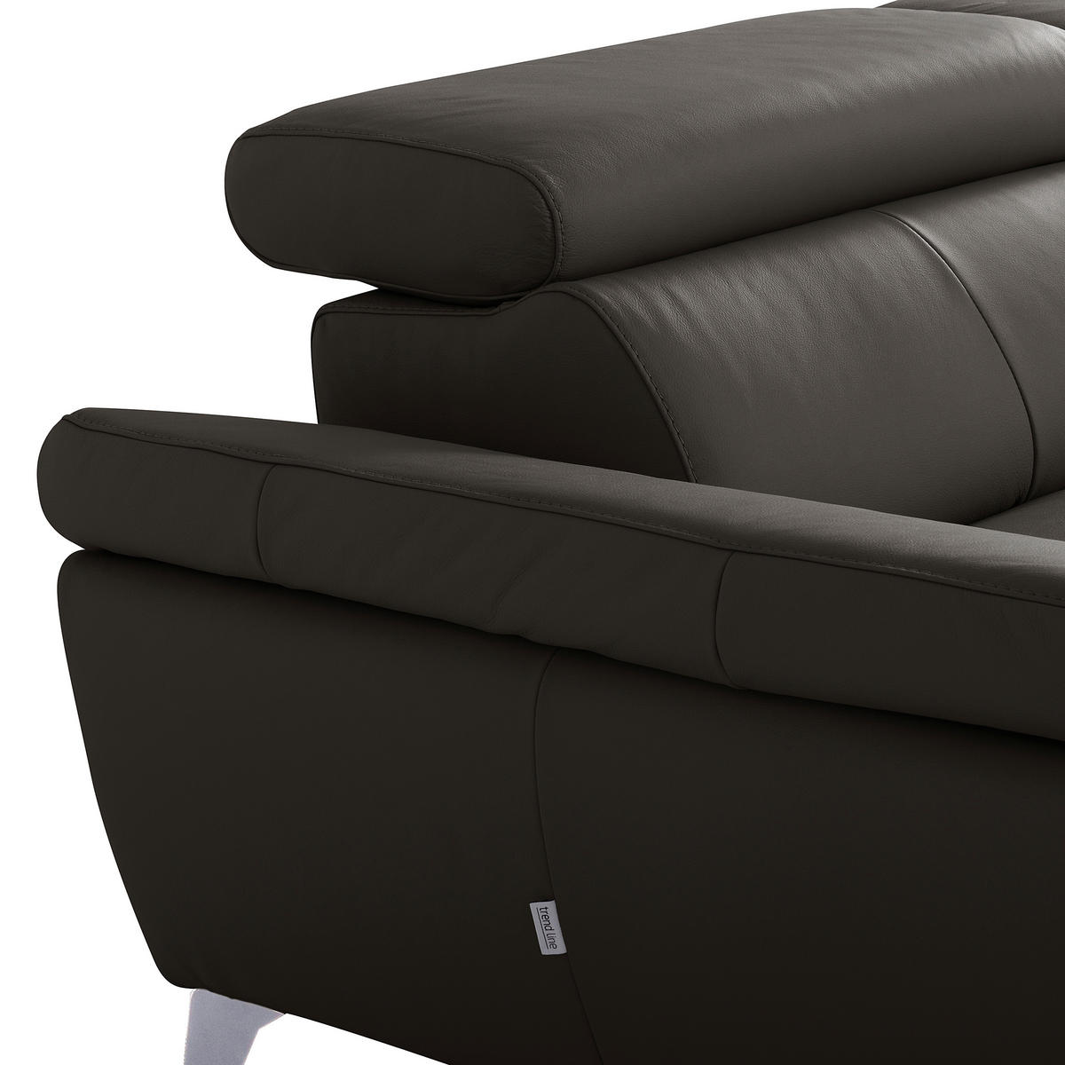 ECKSOFA Lederlook Echtleder Dunkelbraun  - Chromfarben/Dunkelbraun, Design, Leder/Textil (179/252cm) - Livetastic