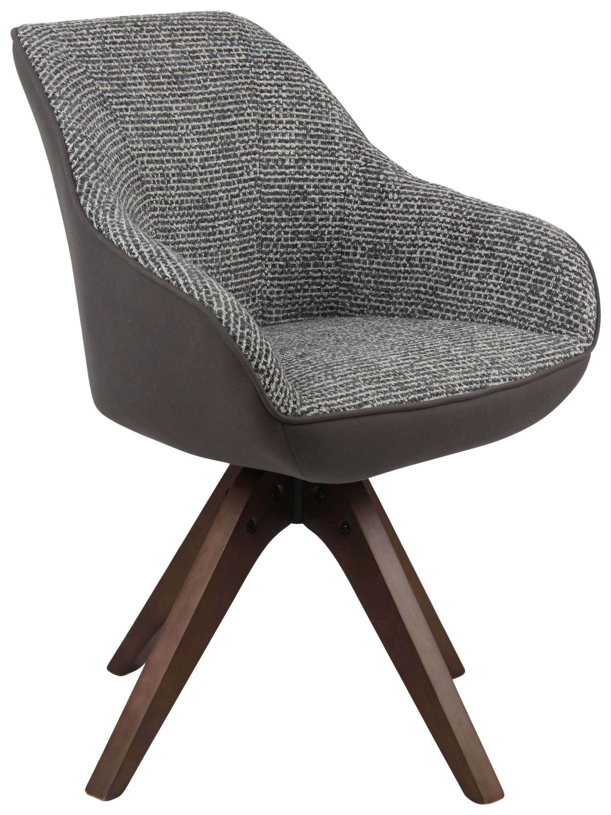 ARMLEHNSTUHL  Sitzfläche 360° drehbar Webstoff, Bouclé  Dunkelgrau, Dunkelbraun  - Dunkelgrau/Eichefarben, MODERN, Holz/Textil (58/84/55cm) - Livetastic