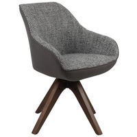ARMLEHNSTUHL  Sitzfläche 360° drehbar Webstoff, Bouclé  Dunkelgrau, Dunkelbraun  - Dunkelgrau/Eichefarben, MODERN, Holz/Textil (58/84/55cm) - Livetastic