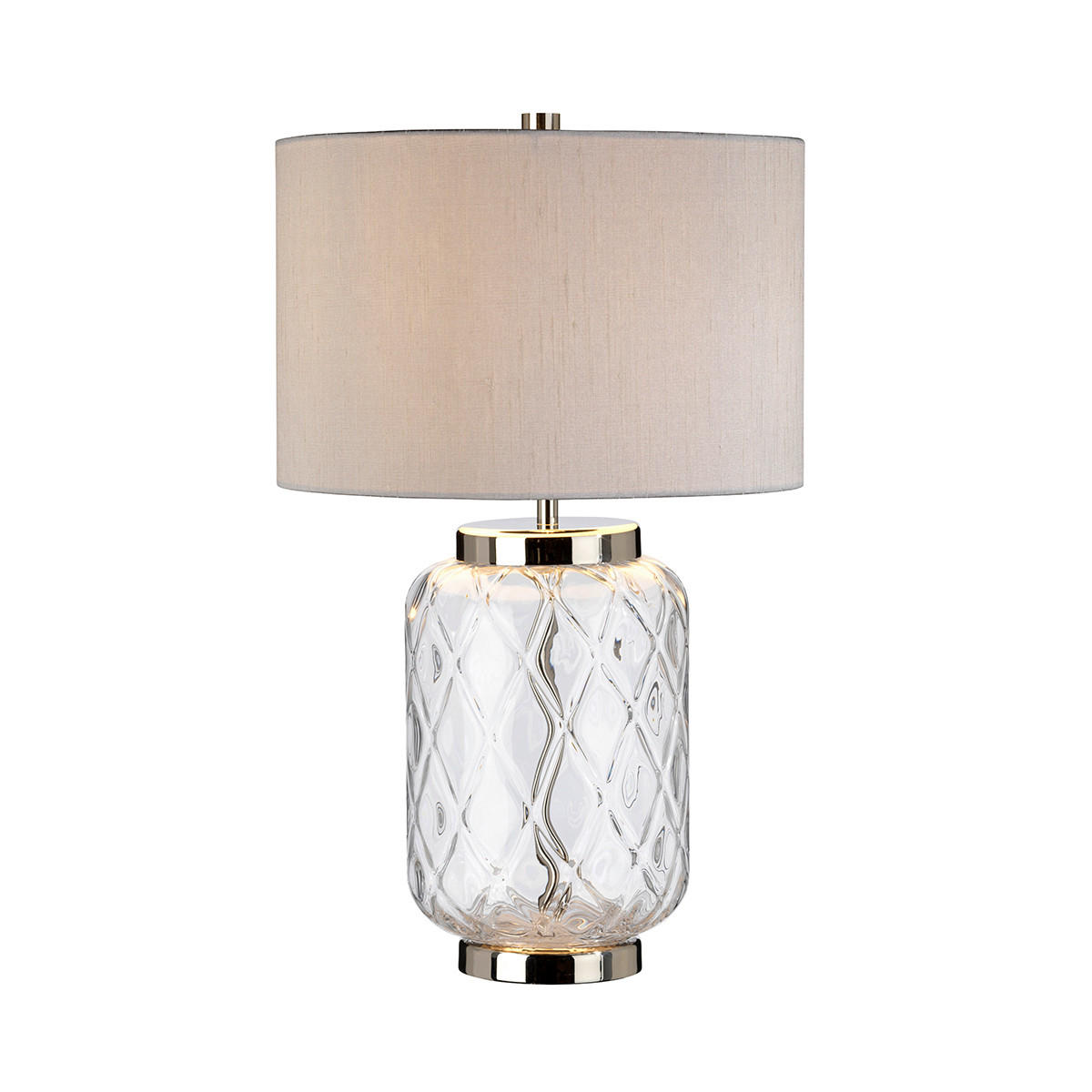 TISCHLEUCHTE Sola 30/50.5 cm  - Klar/Nickelfarben, KONVENTIONELL, Glas/Textil (30/50.5cm) - Elstead Lighting