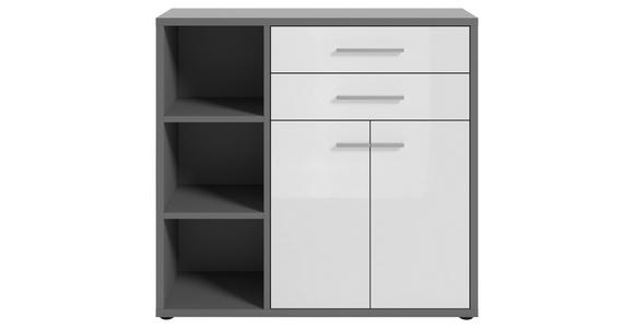 KOMMODE Texas  in 116,5/110/40 cm  - Dunkelgrau/Weiß Hochglanz, MODERN, Glas/Holzwerkstoff (116,5/110/40cm) - Novel