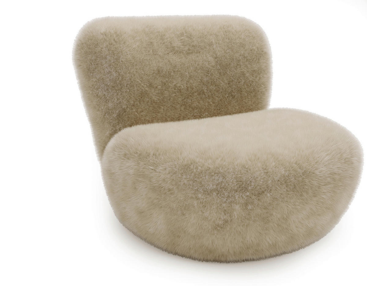 SESSEL Teddystoff Beige  - Beige/Schwarz, Design, Holz/Textil (76/70/70cm) - Livetastic