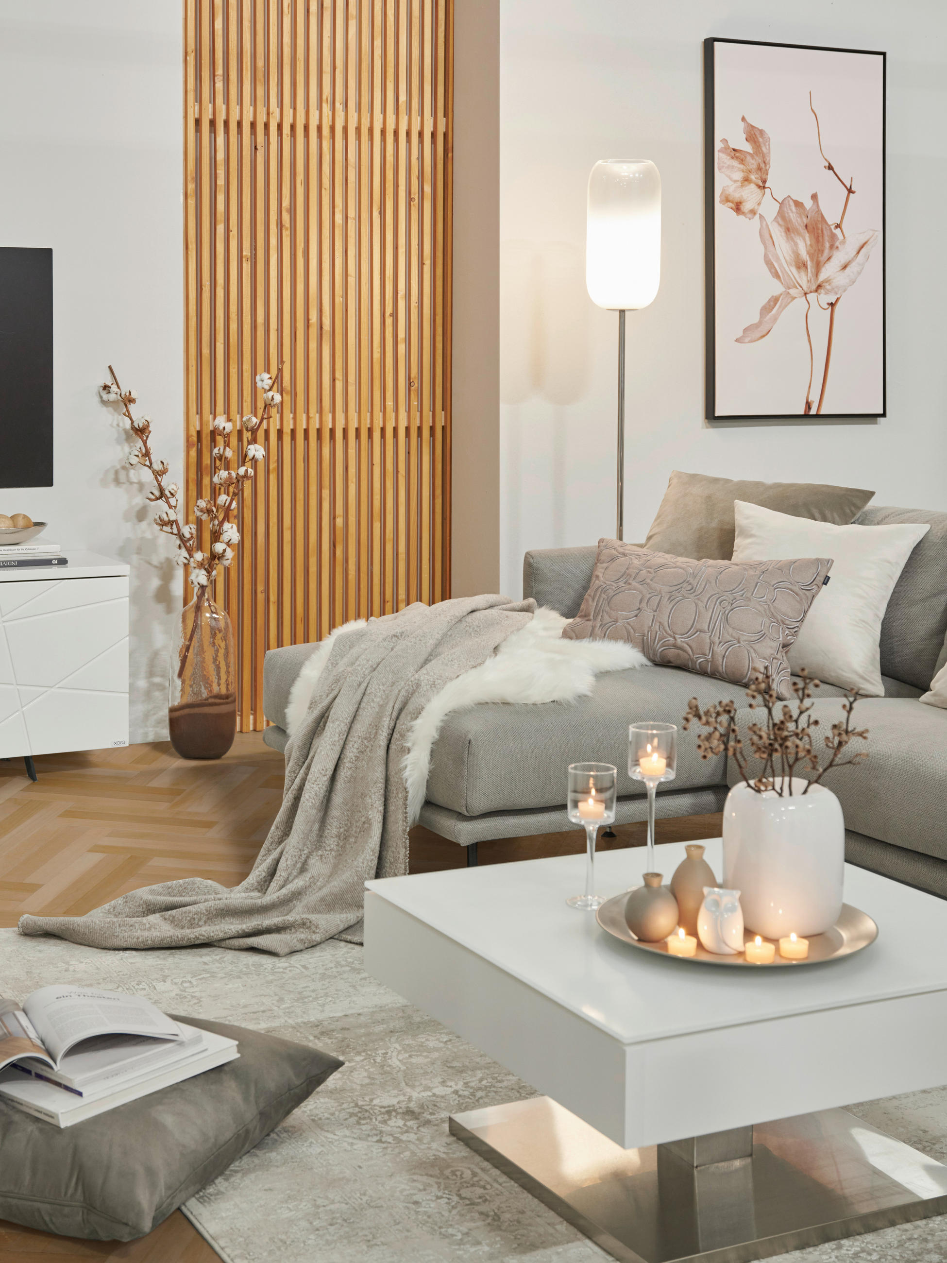 COUCHTISCH in Metall, Glas, Holzwerkstoff 75/75/38 cm  - Weiss/Edelstahlfarben, Design, Glas/Holzwerkstoff (75/75/38cm) - Xora