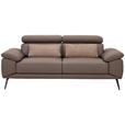 2-SITZER-SOFA Braun Echtleder  - Schwarz/Braun, Design, Leder/Metall (203/86-103/104cm) - Novel