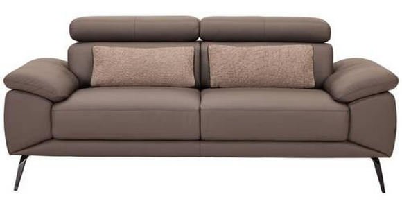 2-SITZER-SOFA Braun Echtleder  - Schwarz/Braun, Design, Leder/Metall (203/86-103/104cm) - Novel