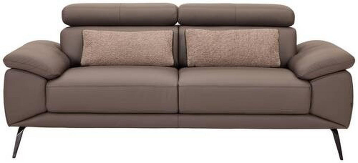 2-SITZER-SOFA Braun Echtleder  - Schwarz/Braun, Design, Leder/Metall (203/86-103/104cm) - Novel