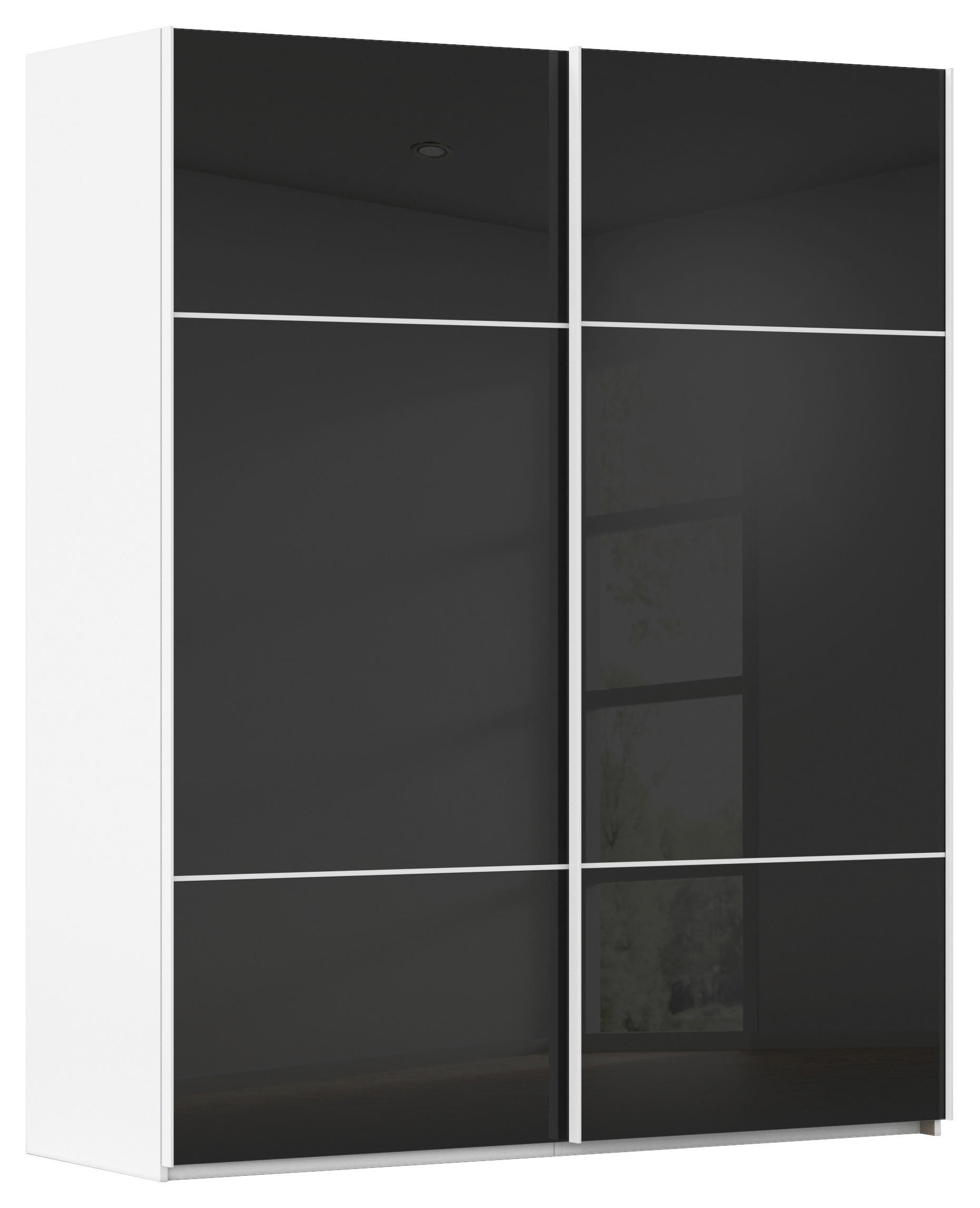 SCHWEBETÜRENSCHRANK Schwarz, Weiss  - Weiss/Schwarz, Konventionell, Glas/Holzwerkstoff (201/223/67cm) - Novel