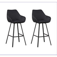 BARHOCKER-SET Samt, Velours Schwarz Sitzfläche 180° drehbar, automatische Rückholfunktion  - Schwarz, MODERN, Textil/Metall (55/109/57cm) - MID.YOU
