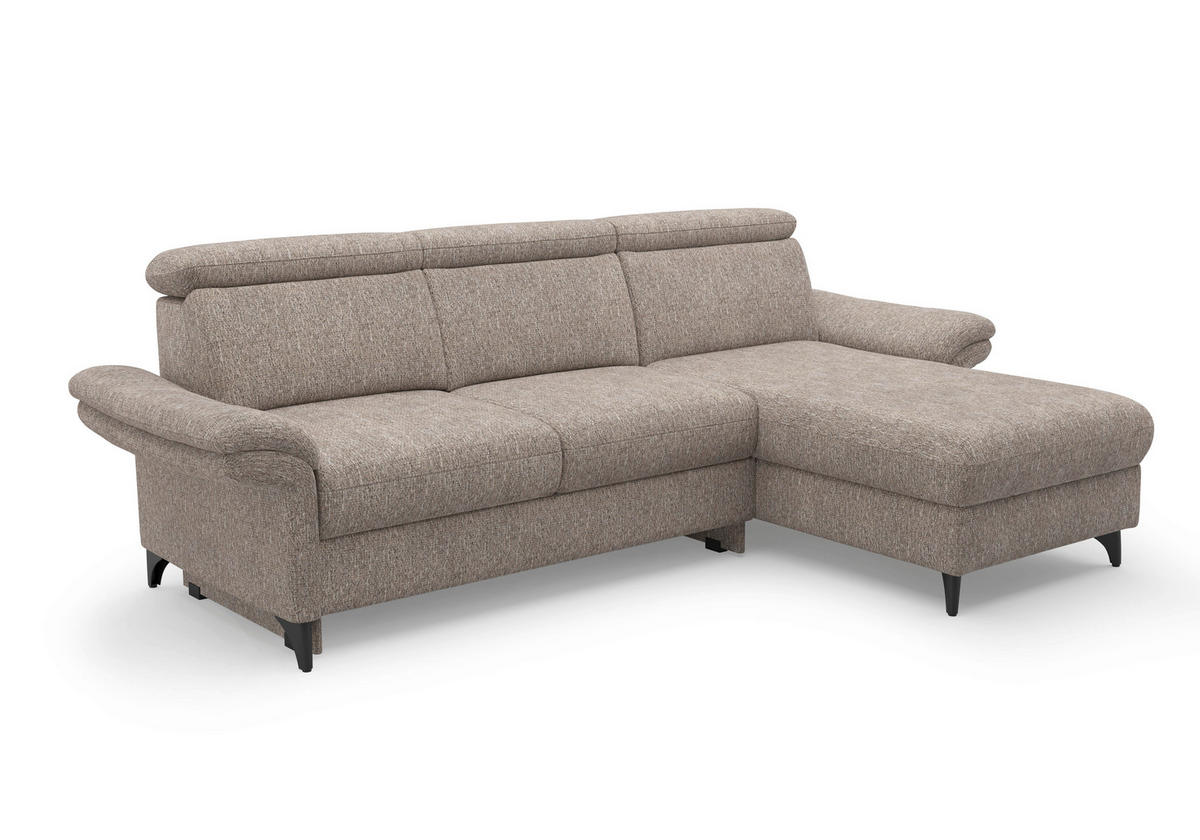 ECKSOFA Chenille Cappuccino  - Schwarz/Cappuccino, Konventionell, Textil/Metall (253/166cm) - Sit & More