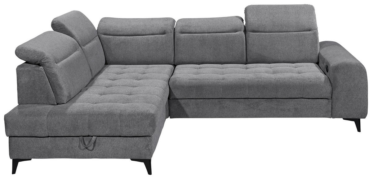 ECKSOFA in Webstoff Anthrazit  - Anthrazit/Schwarz, Konventionell, Kunststoff/Textil (200/282cm) - MID.YOU