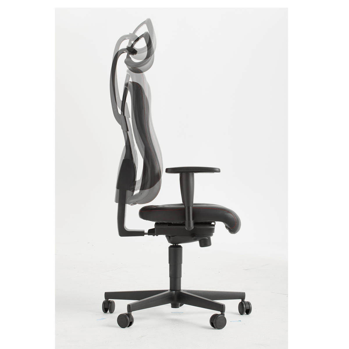DREHSTUHL  in Lederlook Schwarz  - Rot/Schwarz, Design, Kunststoff/Textil (47,5/99-127/44cm) - Dieter Knoll