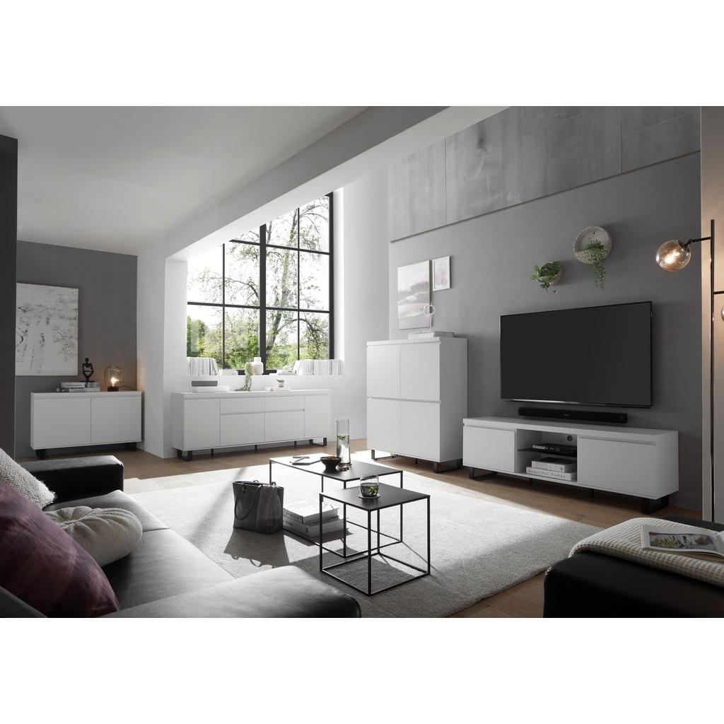 Thumbnail - Xxxl Sideboard Austin, Schwarz, Weiß, Holzwerkstoff, 2 Fächer, 2 Schubladen, 191x74x40 cm, stehend, Wohnzimmer, Kommoden...